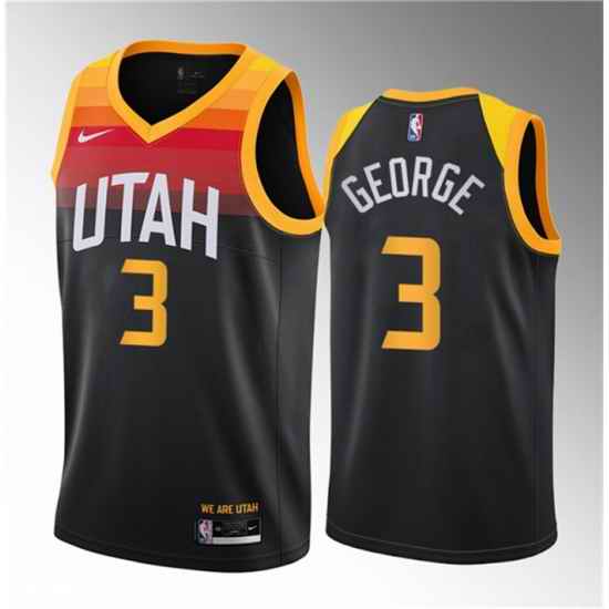 Men Utah Jazz 3 Keyonte George Black 2023 Draft City Edition Stitched Basketball Jersey